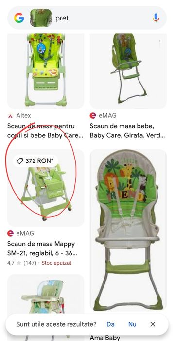 Scaun cu masa pentru copii si bebe