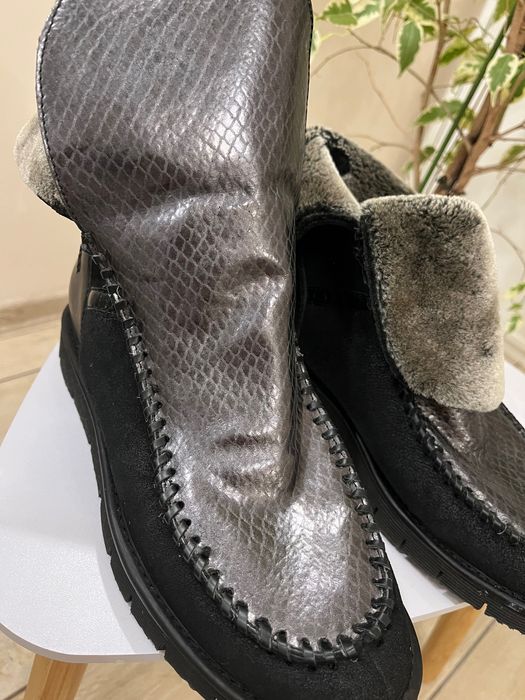 НОВИ Маркови Дамски Кожени ботуши BUNKER - много топли за зима и сняг