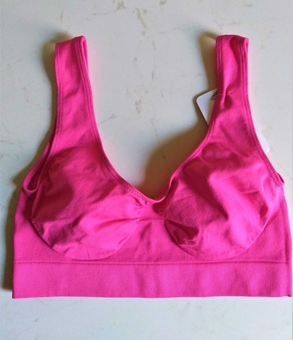 Bustiera super sexy roz neon fete/femei mar. S/M slim (noua-eticheta)