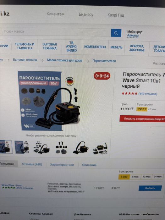 Пароочиститель черный 10в1