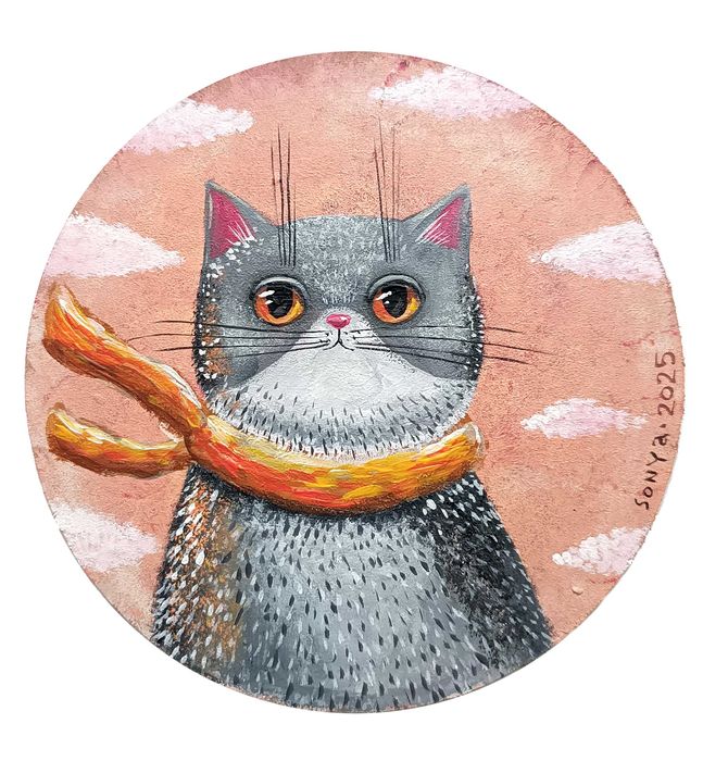 Круглая картина в раме, 20 см