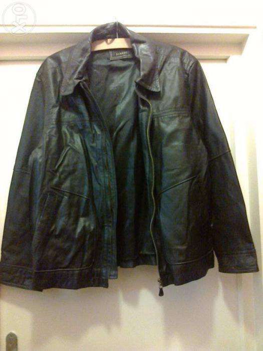 Haina piele neagra marca George, Anglia, cu fermoar, larga