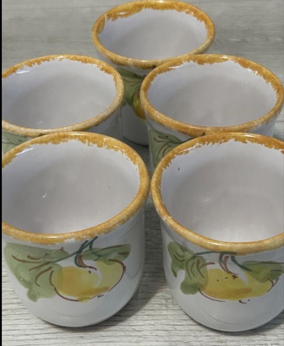 Керамичен  немски комплект чаши ръчно рисувани