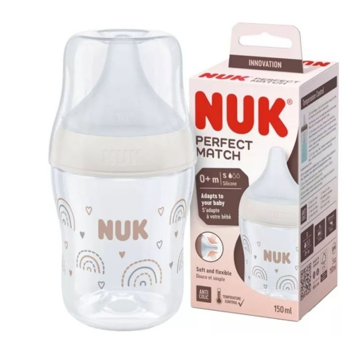 Nuk  Шише за хранене със силиконов биберон стъкло протектор за зърна