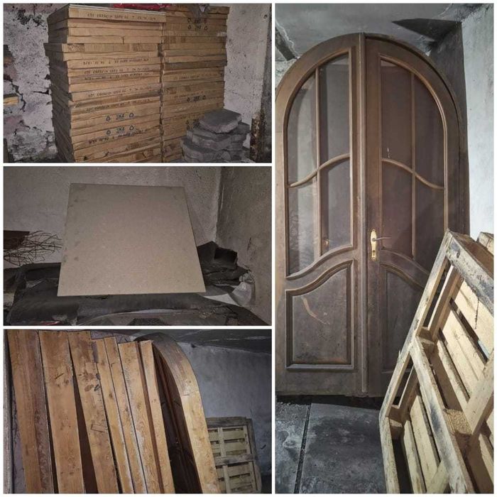 Продаю плитку(керамогранит), дверны коробки (8шт), арка в сборе дерево