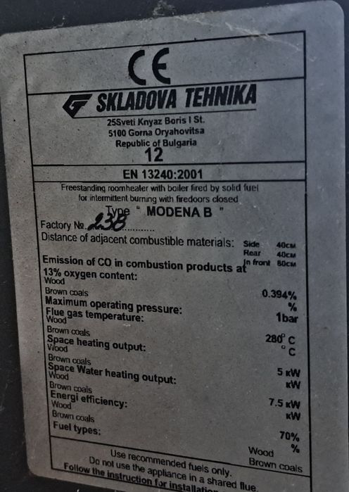 Продавам камина с водна риза