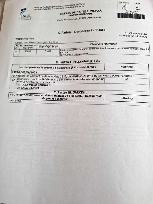 Teren intravilan Darmanesti 144 ari