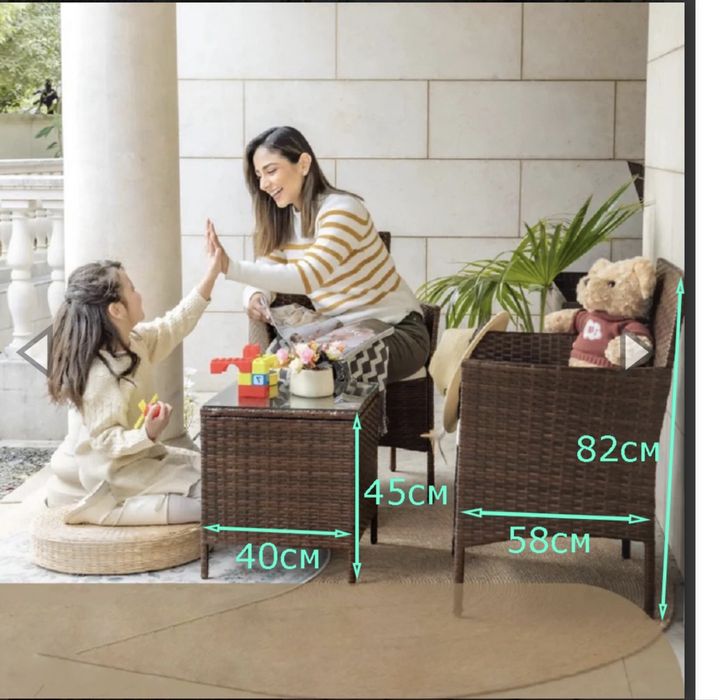 Ратанов комплект 2 кресла и маса