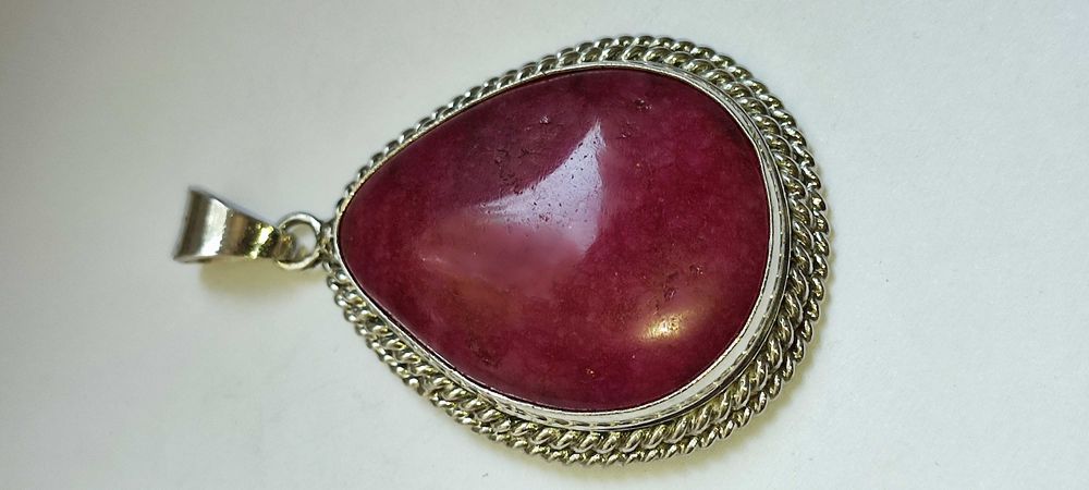 Кулон серебряный с розовым РУБИН ом