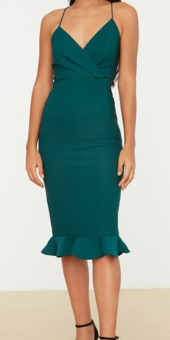 Официална рокля  зелено S