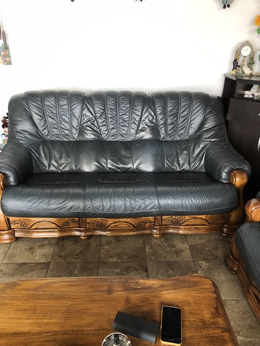 Set canapea din piele naturală