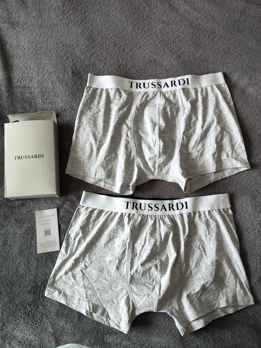 Trussardi set 2 boxeri gri cu banda elastica alba mărimea L noi originali