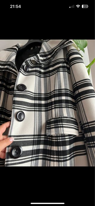 Palton 97% lana alb negru