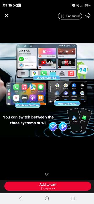 Cutie auto AI box android 14 wireless android auto și carplay cutie smart TV compatibilă cu youtube netflix accesorii auto sisteme inteligente