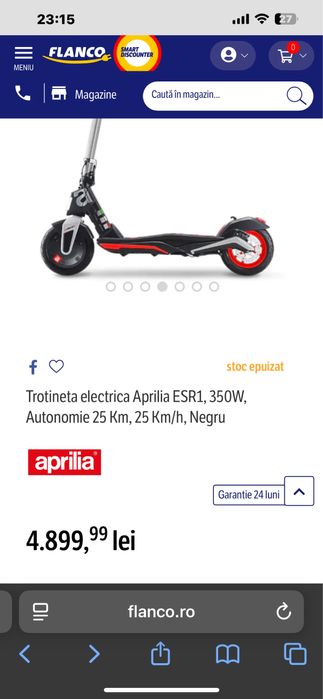 Vand trotineta electrica Aprilia sr1