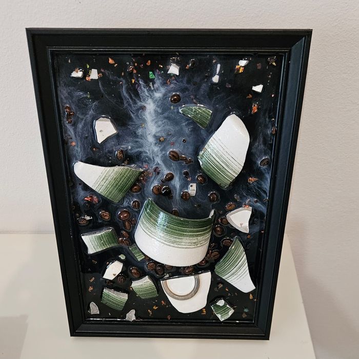 Vand tablou 3D Emerald Brew  cu Ceramica si Rasina Epoxidica