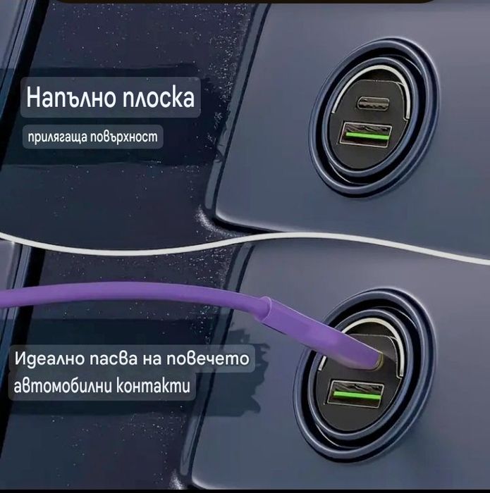 :Бързо зарядно  к-т кабел Tape C за телефон/таблет/ навигация за запал