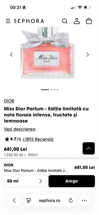 DIOR Miss Dior Parfum 50ml - Ediție limitată cu note florale