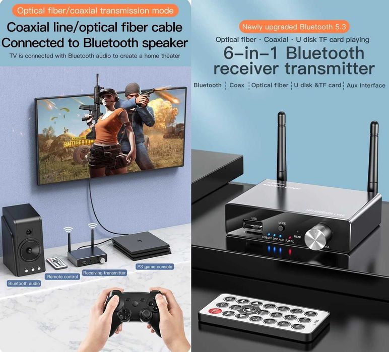 Беспроводной аудио-адаптер Bluetooth 5.3