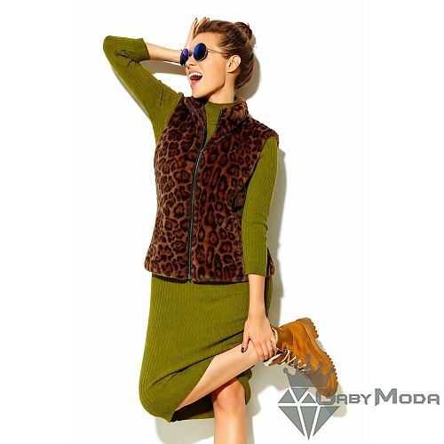 Дамски леопардов елек