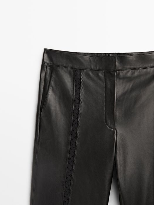 Pantaloni din piele Massimo Dutti
