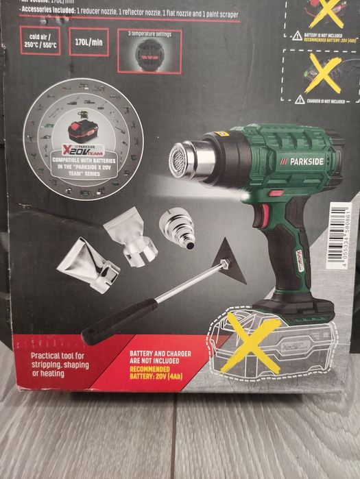 Suflanta cu aer cald parkside pe baterie de 20 V