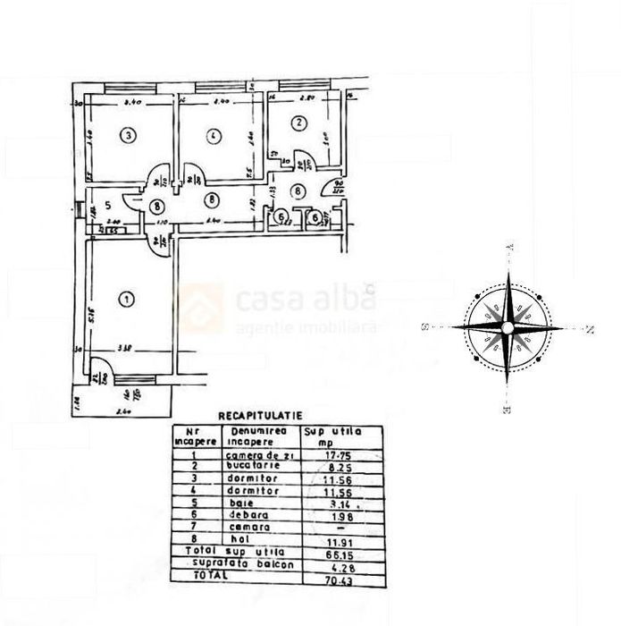 Alexandru cel Bun - Parc, apartament cu 3 camere, etaj 2