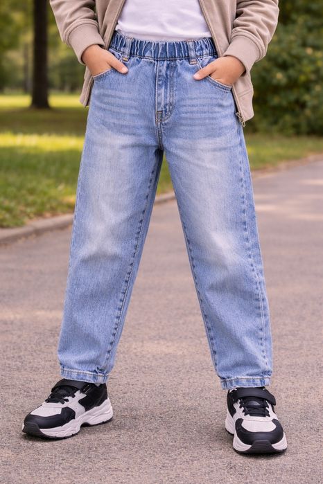 Джинсы Mom детские для мальчика, светлый деним