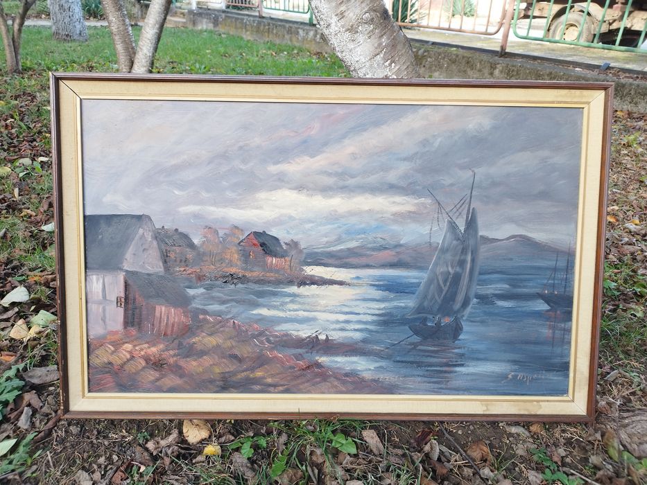 Голяма винтидж авторска картина рисувана с маслени бои