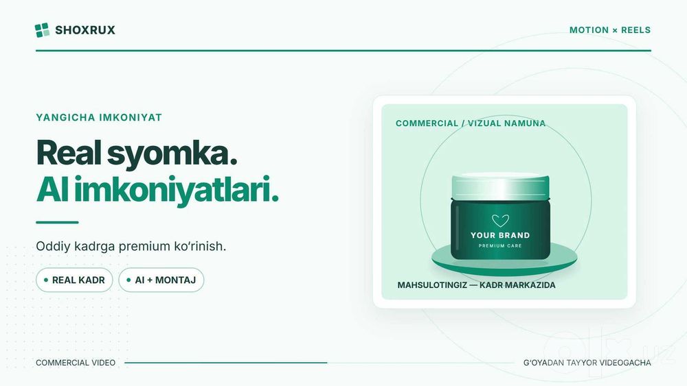 Biznes uchun reklama video: Reels, motion dizayn va syomka