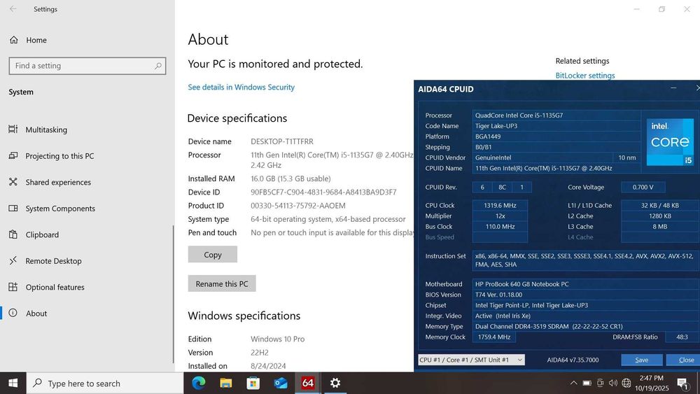 Laptop HP ProBook 640 G8 I5-1135G7 2.4GHz 16GB RAM 500GB SSD FULL HD