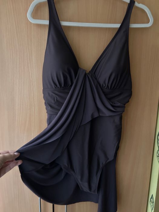 Costum de baie modelator maro tip rochie Bonprix