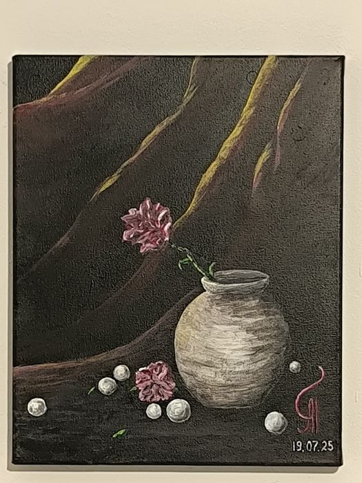 Ръчно рисувана картина "Ще бъда в бяло" с акрилни бои, Анелия Петкова