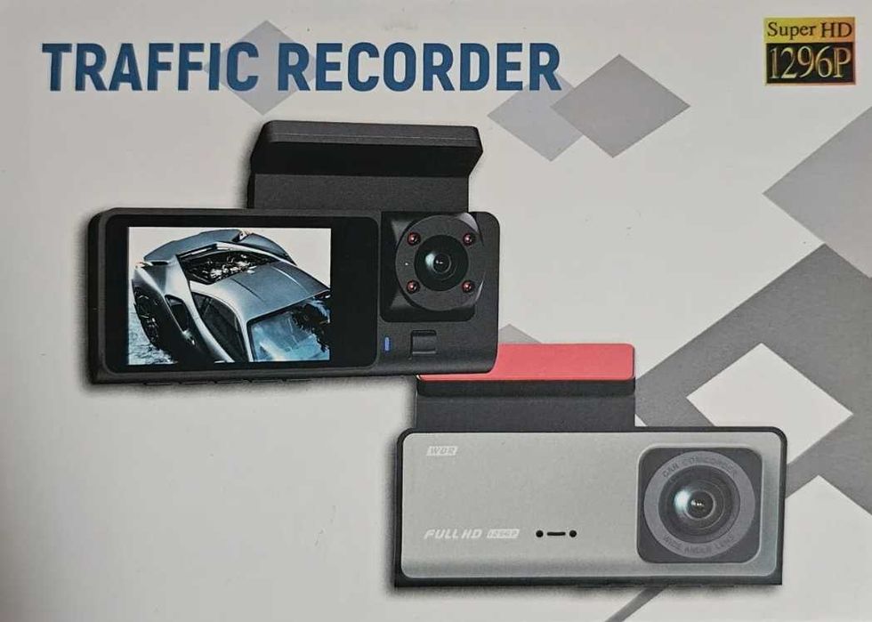 Camera de Bord Auto Tripla WiFi, Full HD, Unghi 170°, Gri