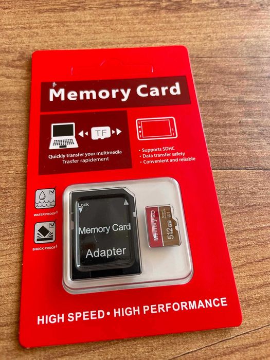 Micro SD карта памет 512GB + SD адаптер (нова, запечатана)