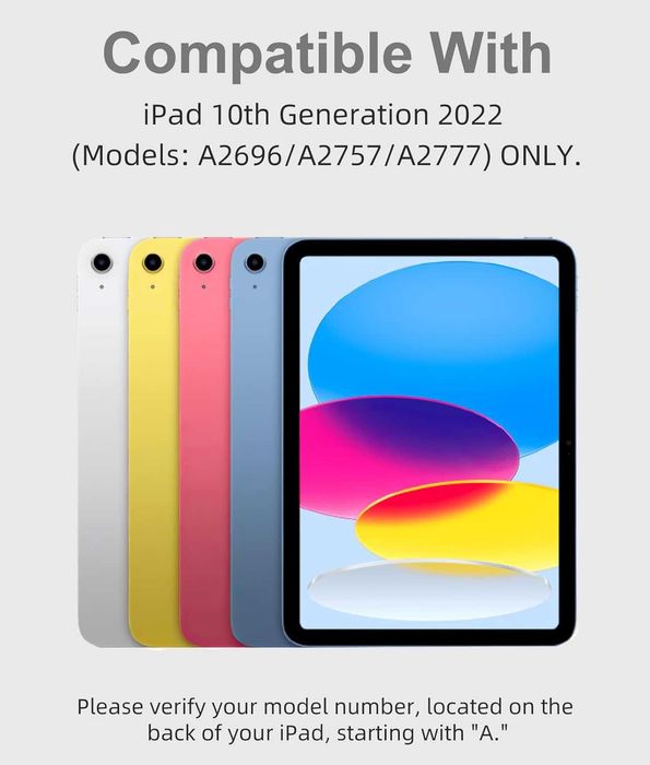Калъф с клавиатура за iPad A16 11th Gen2025/10th Gen 2022,Гаранция