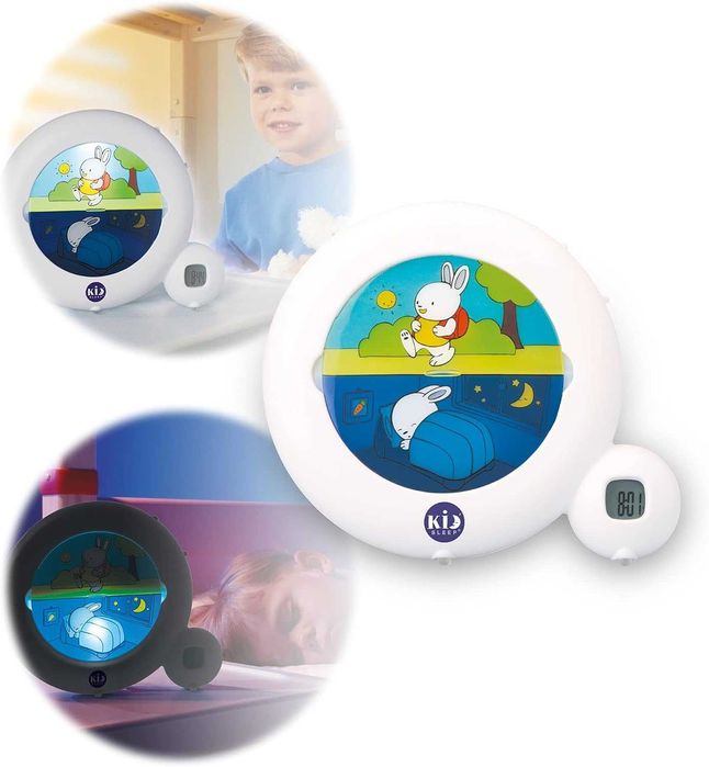 Pabobo x Kid'Sleep Classic – Детски образователен будилник и нощна лампа, бял