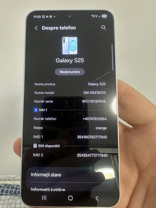 Samsung Galaxy S25 256GB Dual SIM(vanzare/schimb). Baterie 100%
