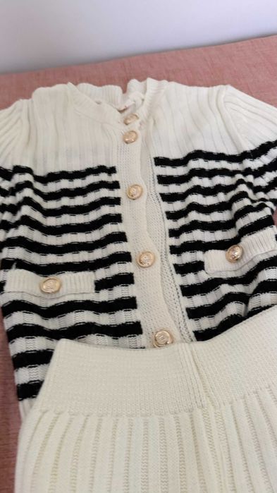 Плетен комплектт бяло и черно