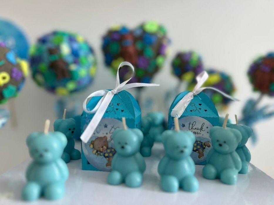 Mărturii botez - lumânare ursuleț ceară naturală de soia