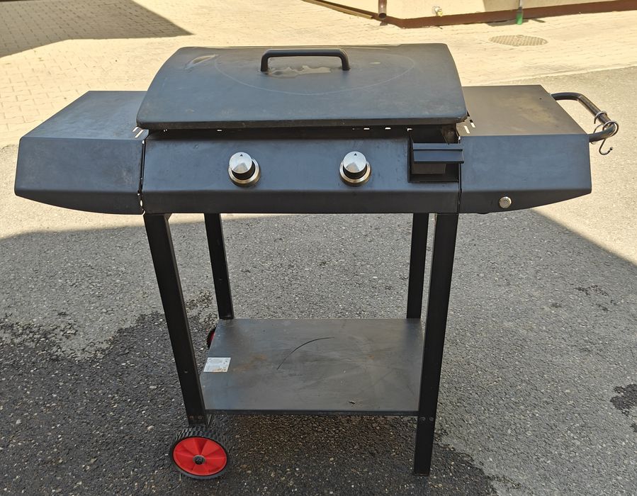Grătar Plancha pe gaz Naterial, cu 2 arzatoare, fonta emailata si otel, 6 kW, suprafata de gatit 57 x 43.5 cm