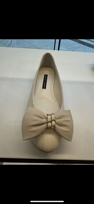 Balerini albi din piele - Anna Cori