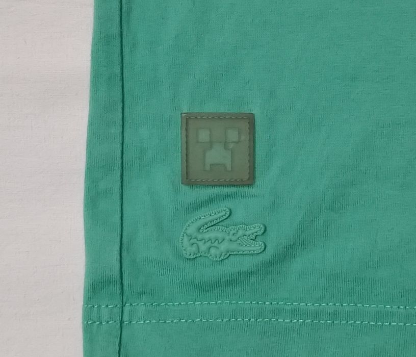 Lacoste x Minecraft Shirt оригинална тениска S памучна зелена фланелка