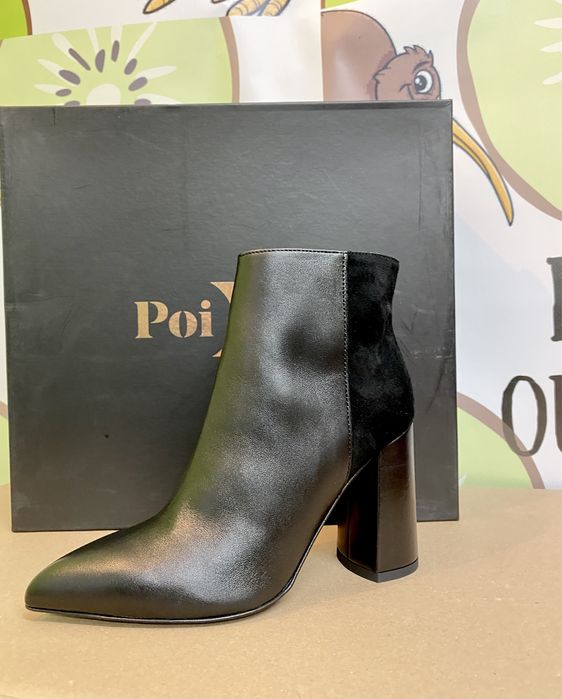 Луксозни италиански дамски боти с ток Poi Lei естествена кожа 36-38