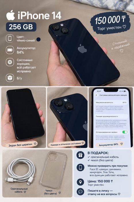 iPhone 14, цвет тёмно синий