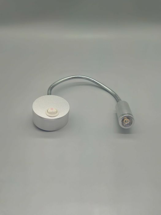 LED стенен спот с гъвкаво рамо 3W, топла светлина, сребрист!