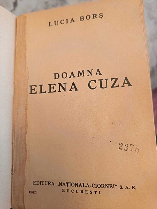 Vind carte veche, Doamna Elena Cuza
