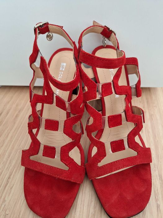 Sandale piele Solo Femme rosu 37