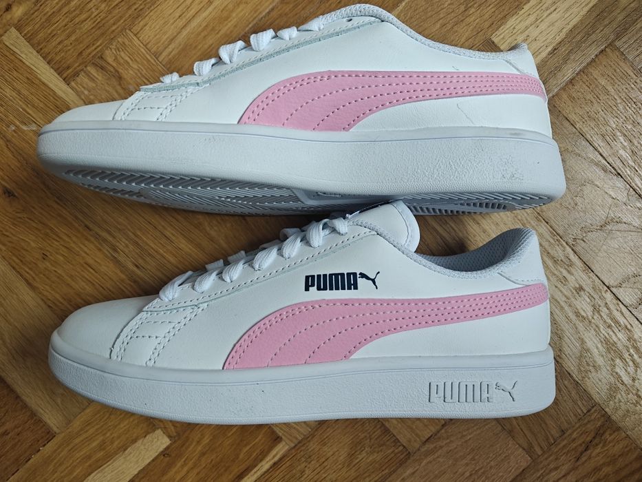 Adidași Puma Smash v2 Piele, Alb/Roz - Mărimea 35.5