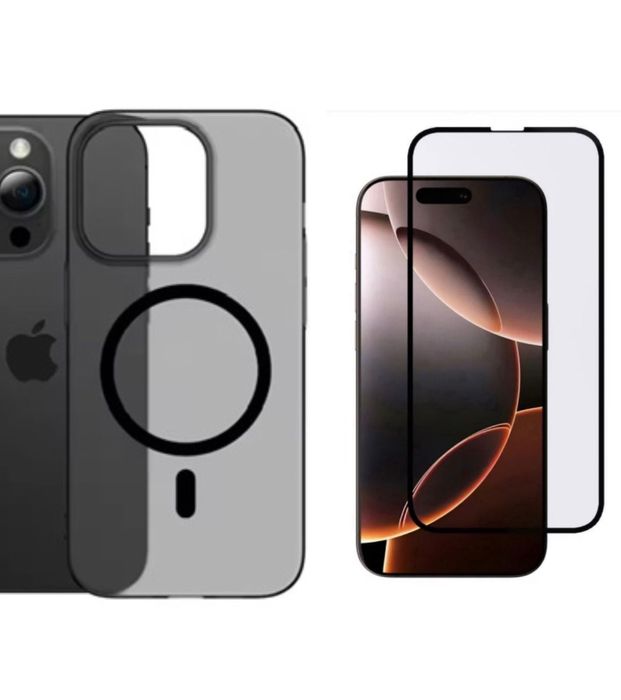 Husa Hard Super Slim + Folie Sticla - Iphone 13/14/15/16/PRO/MAX/PLUS